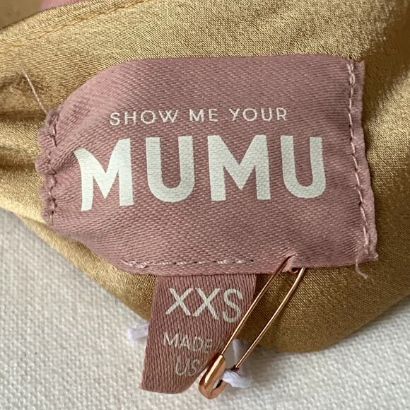 NWT Show Me Your Mumu Jasmine Halter Midi Dress in True Gold Luxe Satin - Picture 5 of 9